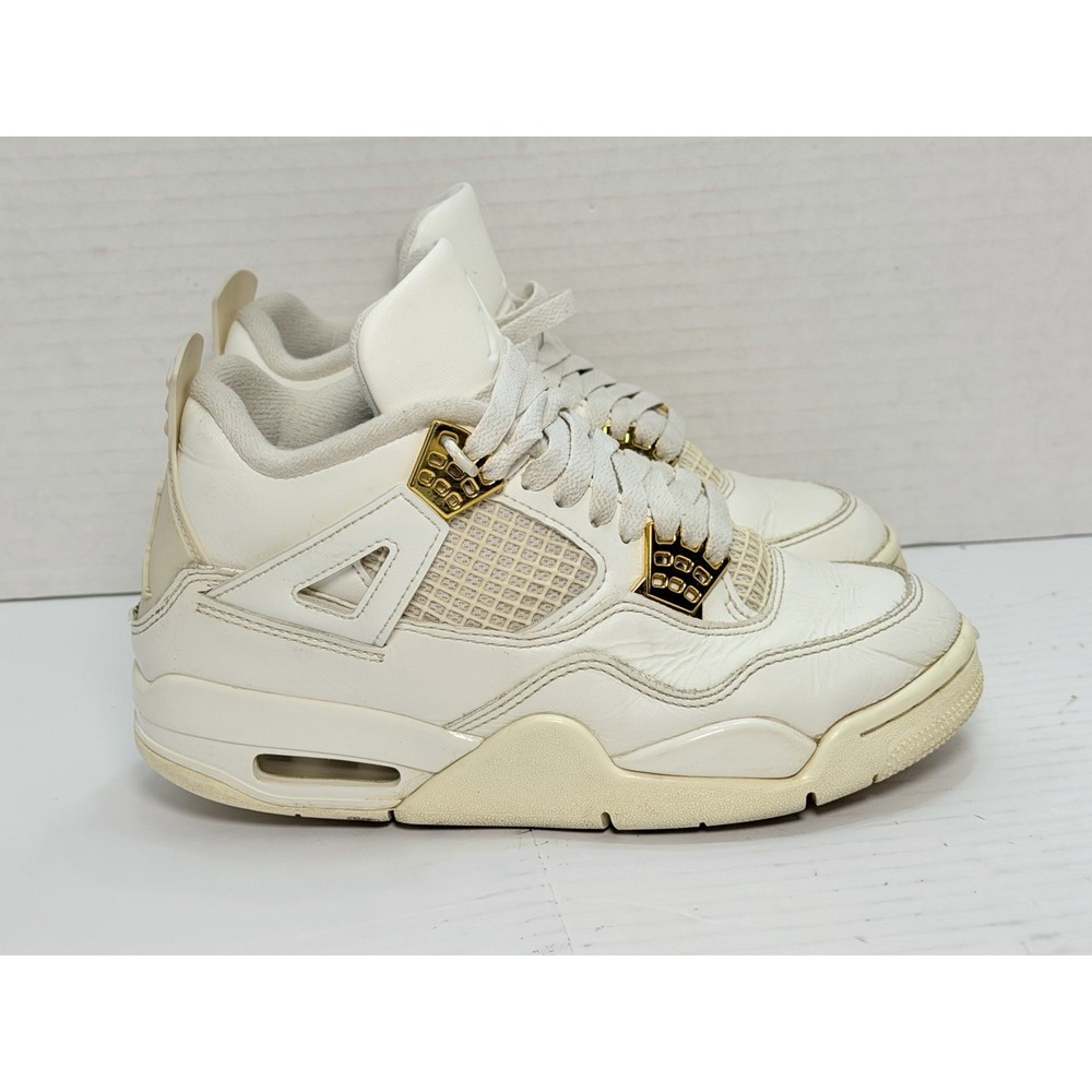 Nike Air Jordan 4 Retro Metallic‎ Gold Sail Women's Sneakers AO9129-170 5.5